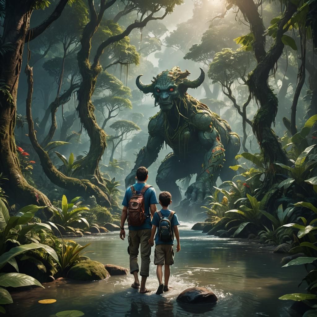 Mother and Son in Jungle: Fantasy Concept Art