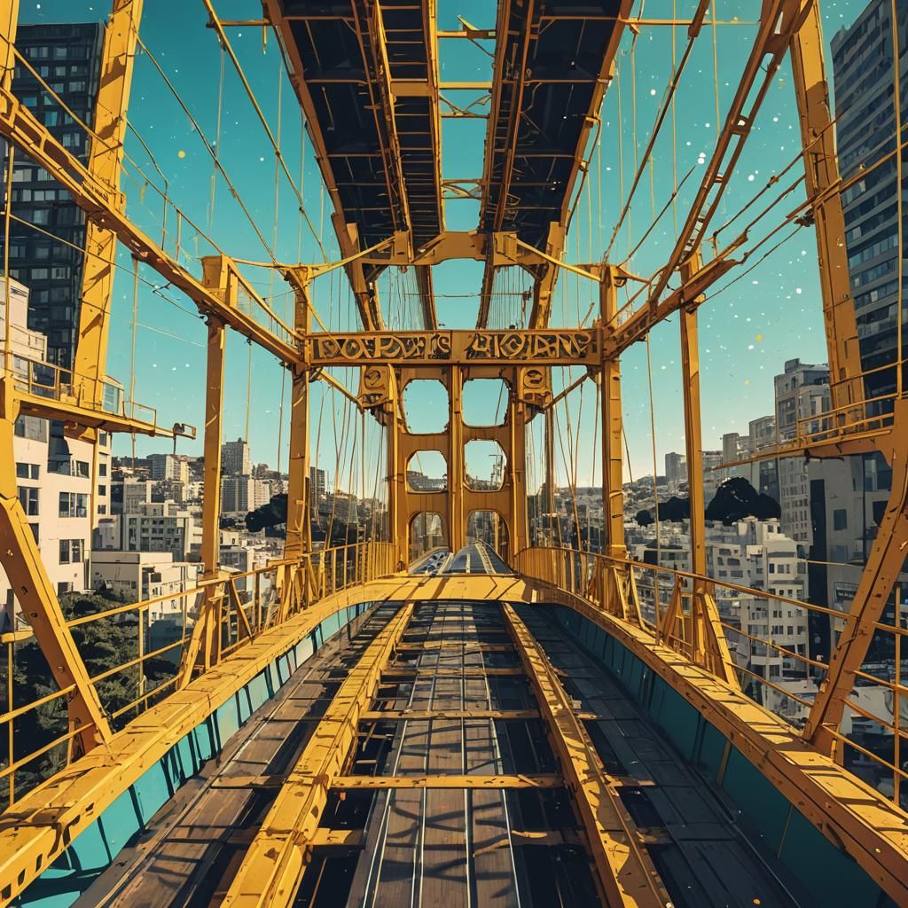 Golden Gate Bridge in Geometric Pop Art Style