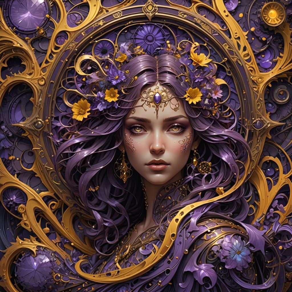 Immortal Goddess Floating Through the Universe in Graffiti A...