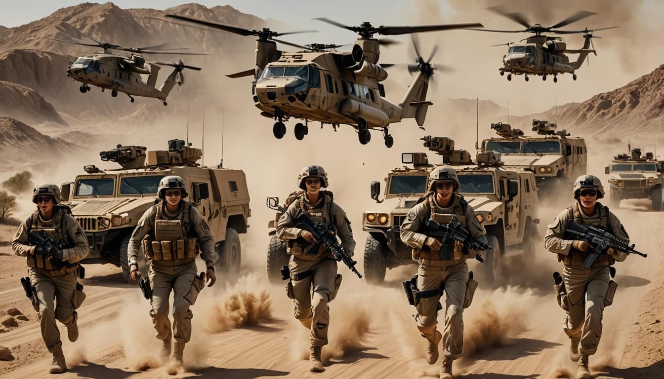 U.S. Marines Charging: Hyperrealistic Military Concept Art