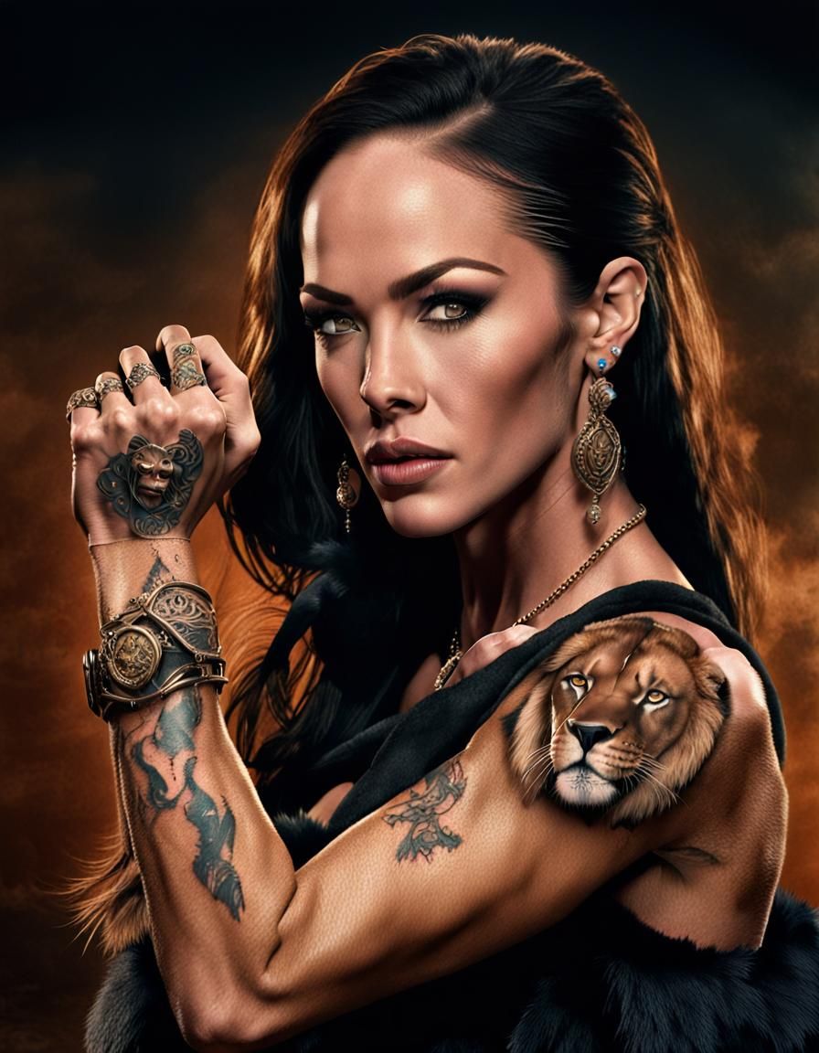 Megan Fox Bicep Flex in Maximalist Digital Art
