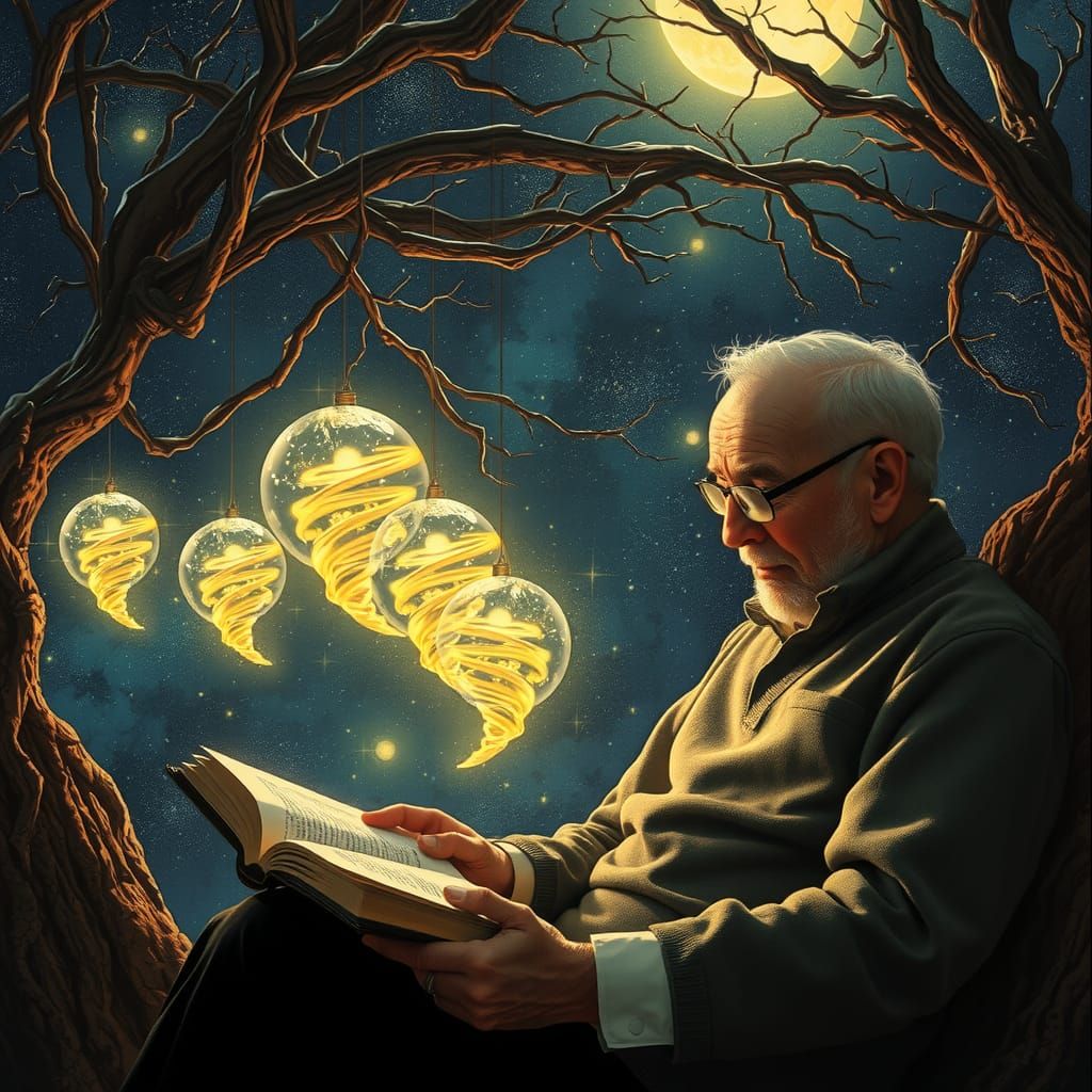 Firefly Tornado Globes in Starry Night, Astral Art