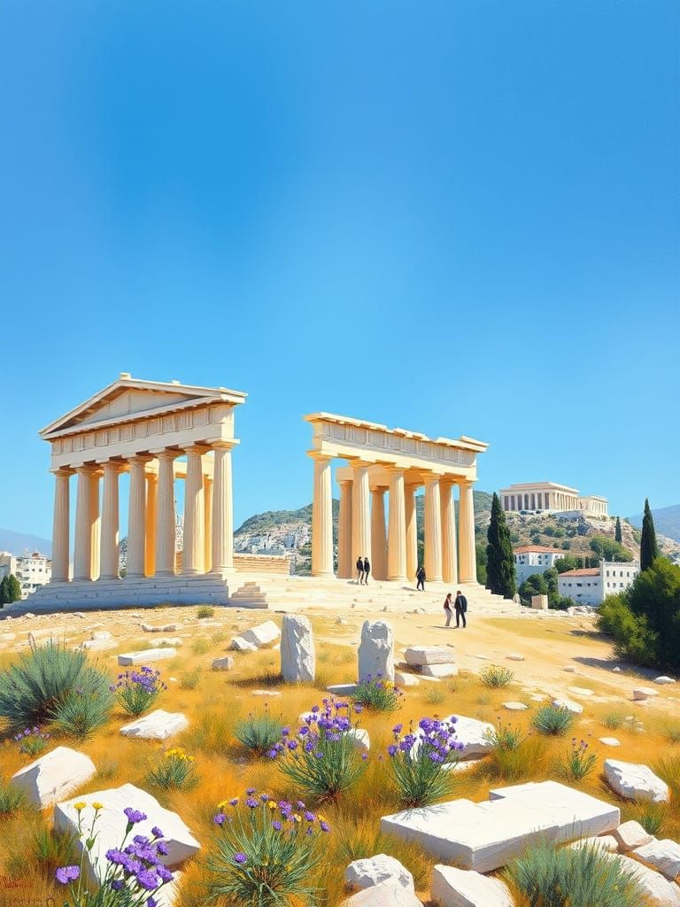 Impressionist Parthenon Painting in Spring Light