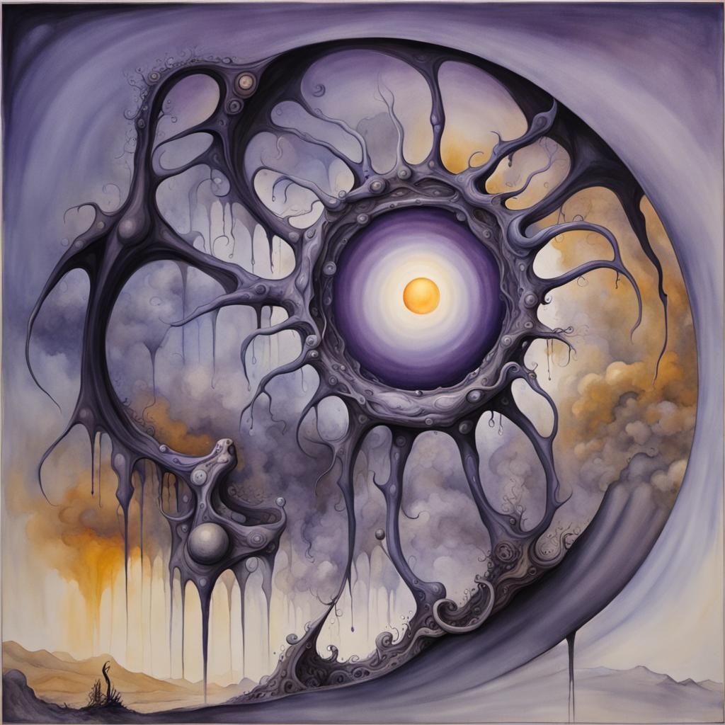 Surreal Purple Circle in Watercolor Style