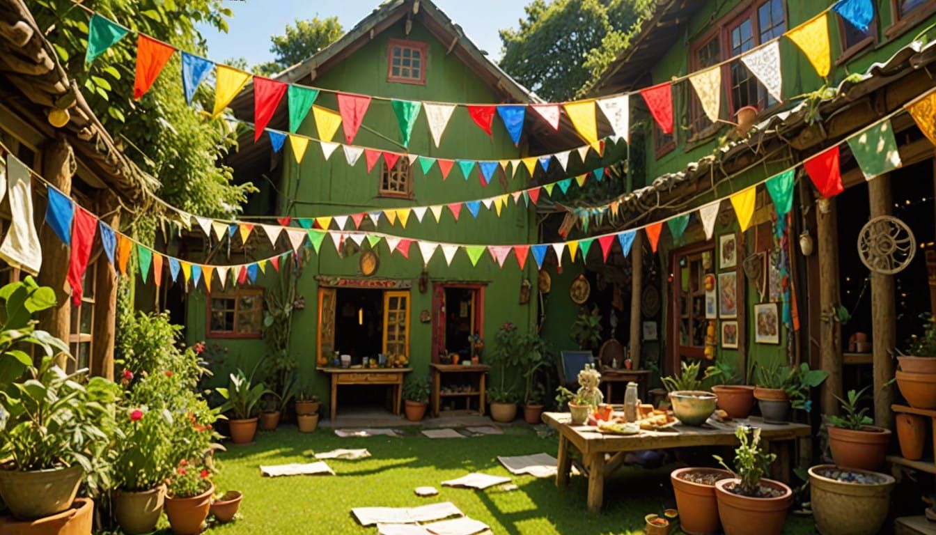 Vibrant Hippie Commune in a Tropical Oasis