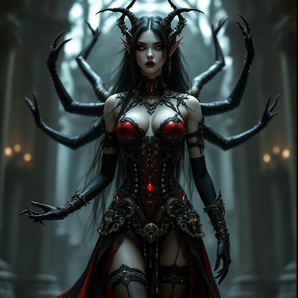 Elegantly Armored Goth Elf Goddess