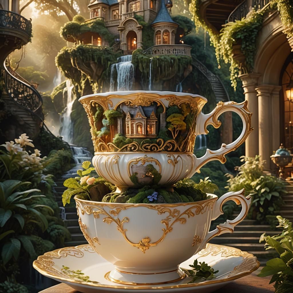 Teacup World: A Hyperrealistic Matte Painting