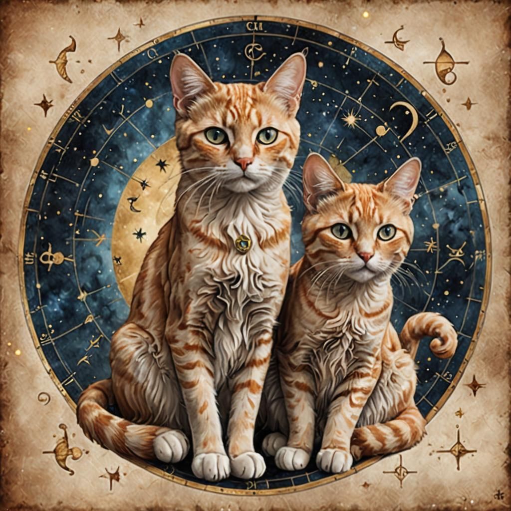 Gemini Zodiac Sign as a Feline