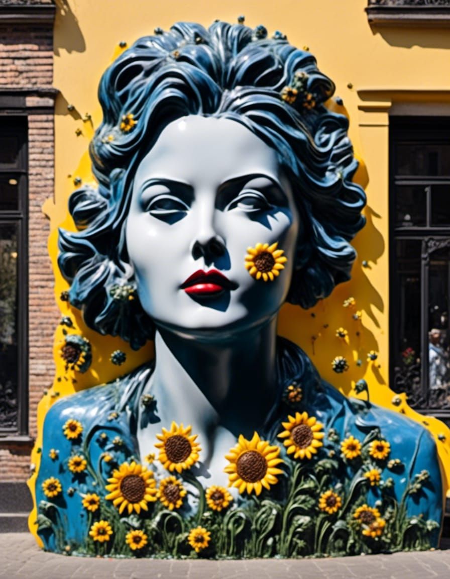 Ukrainian Woman: Glass Art Neo-Expressionist Mural