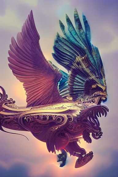 Baroque Griffin Ship Fantasy Art