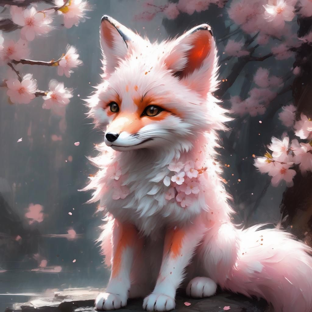 Mystical Pink Sakura Fox in Studio Lighting