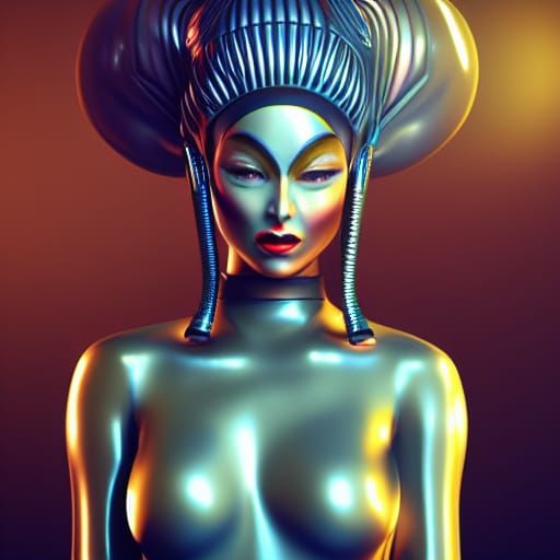 Alien Girl in Futuristic Suit