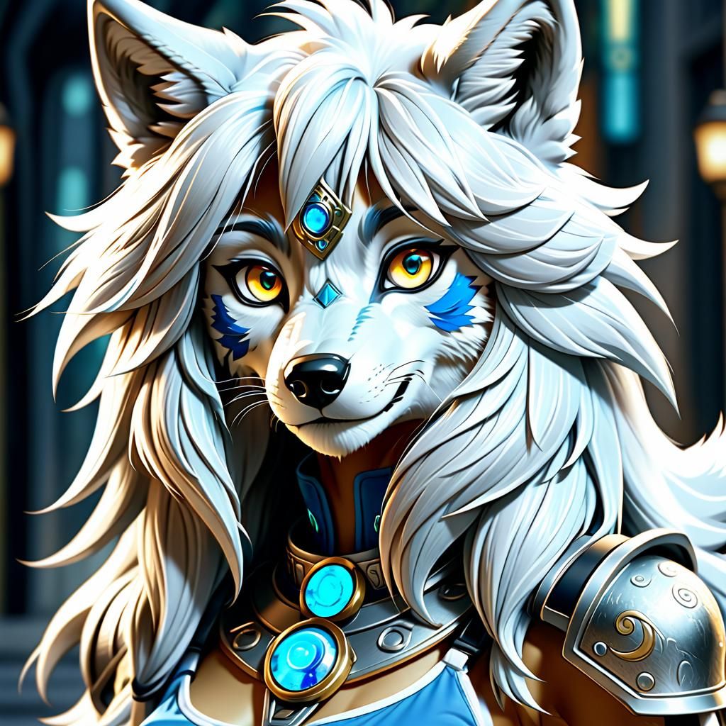 Detailed Furry Wolf Humanoid in Anime Style