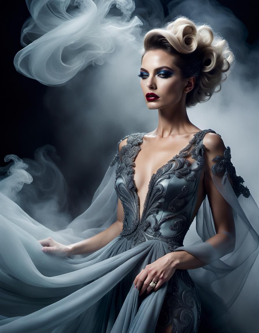 Glamorous Woman in Retro Gown, Nick Knight Style
