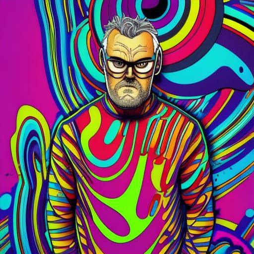 Psychedelic Portrait of Greg Davies in Digital Art Style