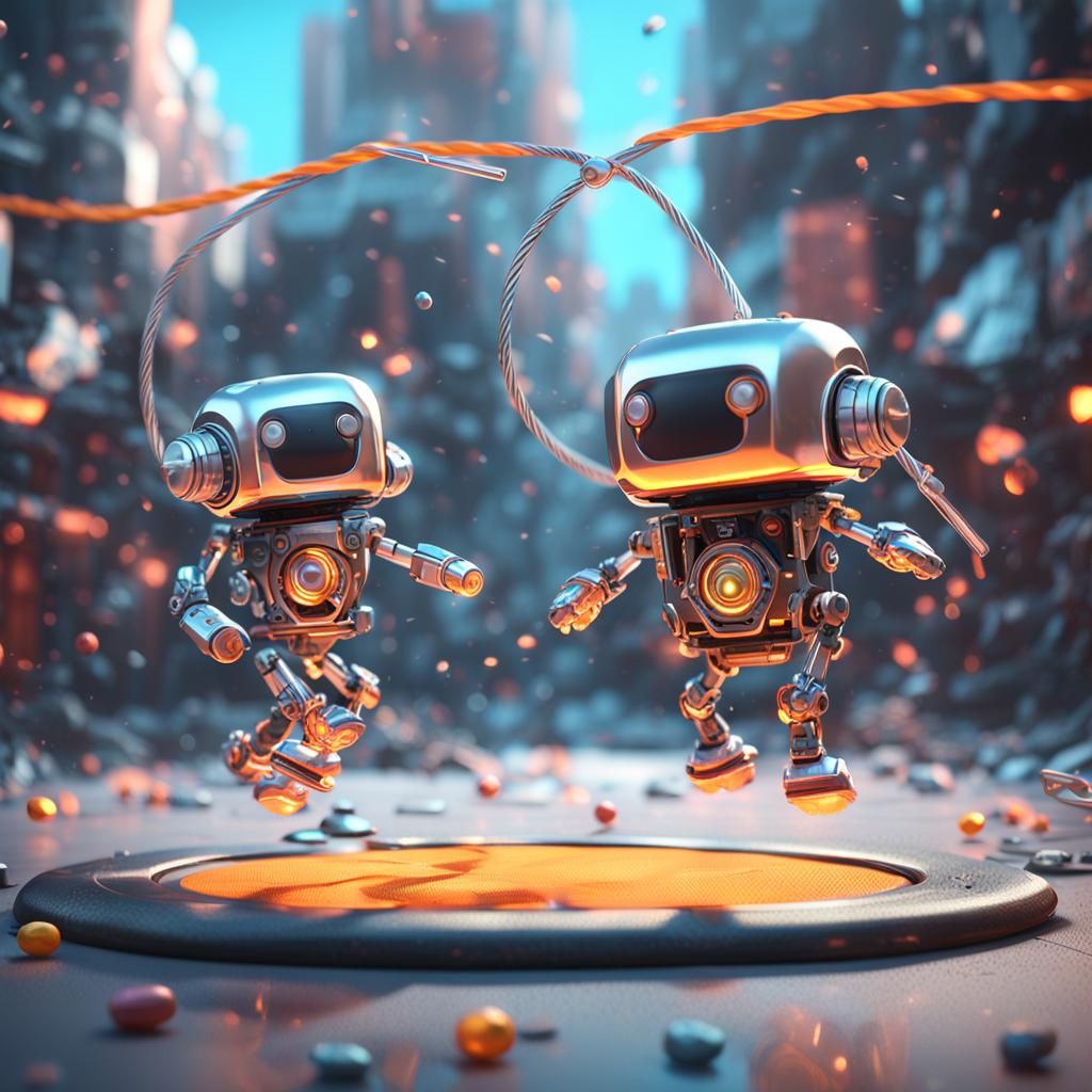 Marshmallow and Jellybean Jump Rope in Sci-Fi Style