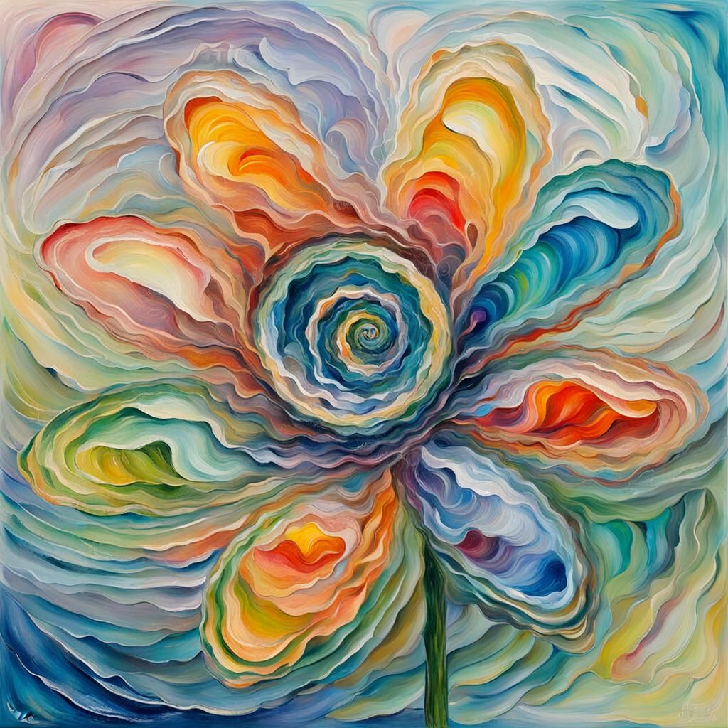 Abstract Glass Flower Spiral in Expressionist Style