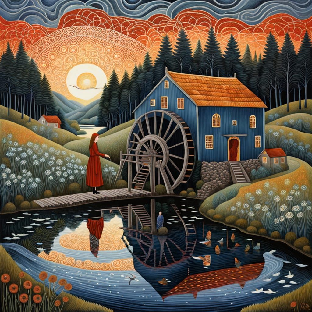 Surreal Waterwheel Taps into Cosmic Collective