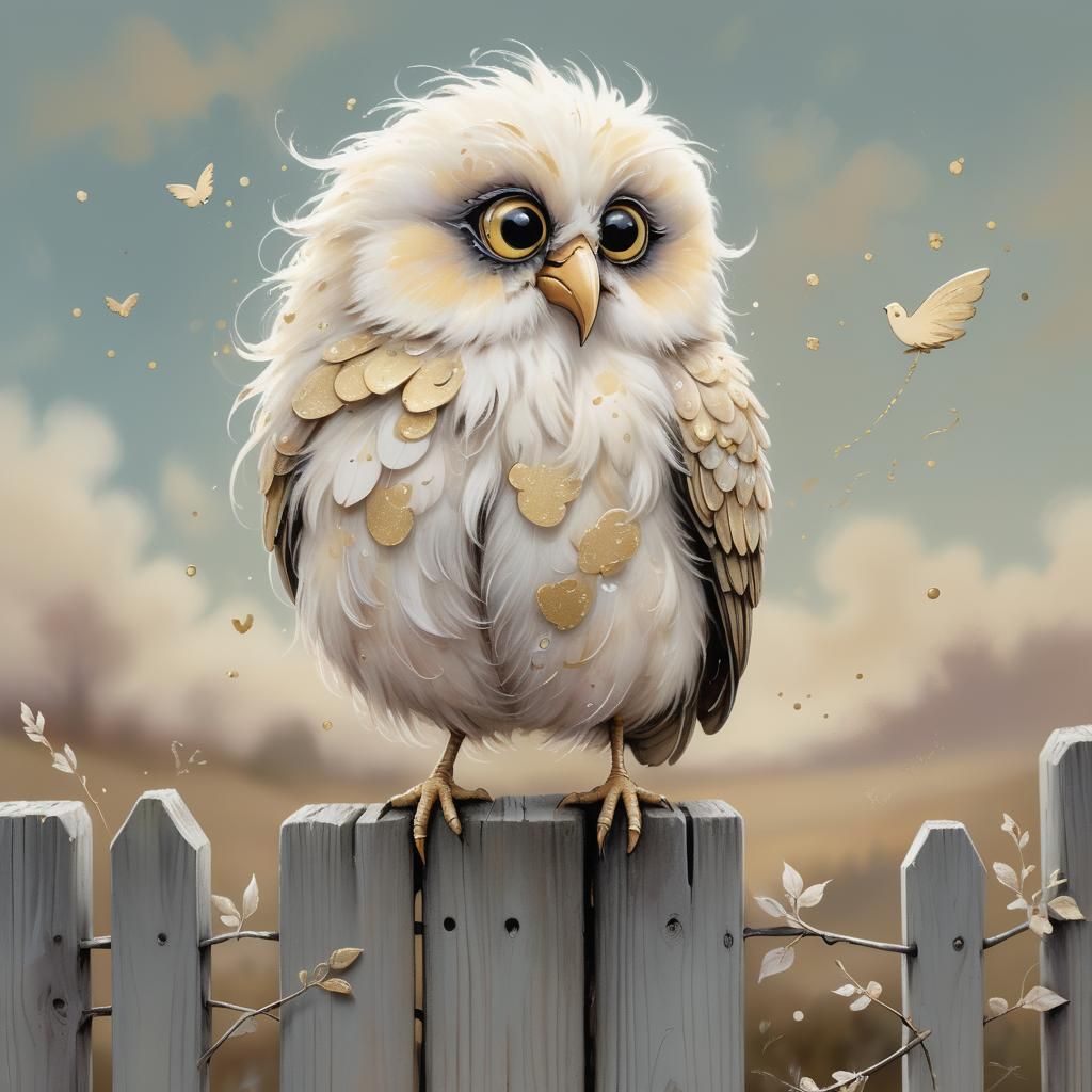 Whimsical Bird Chalk Art in Eastern Landscape