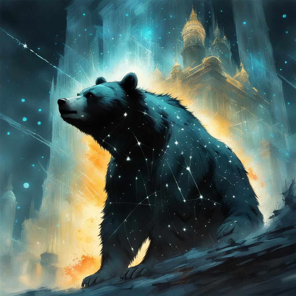 Bioluminescent Castle Guarded by Bear Constellation