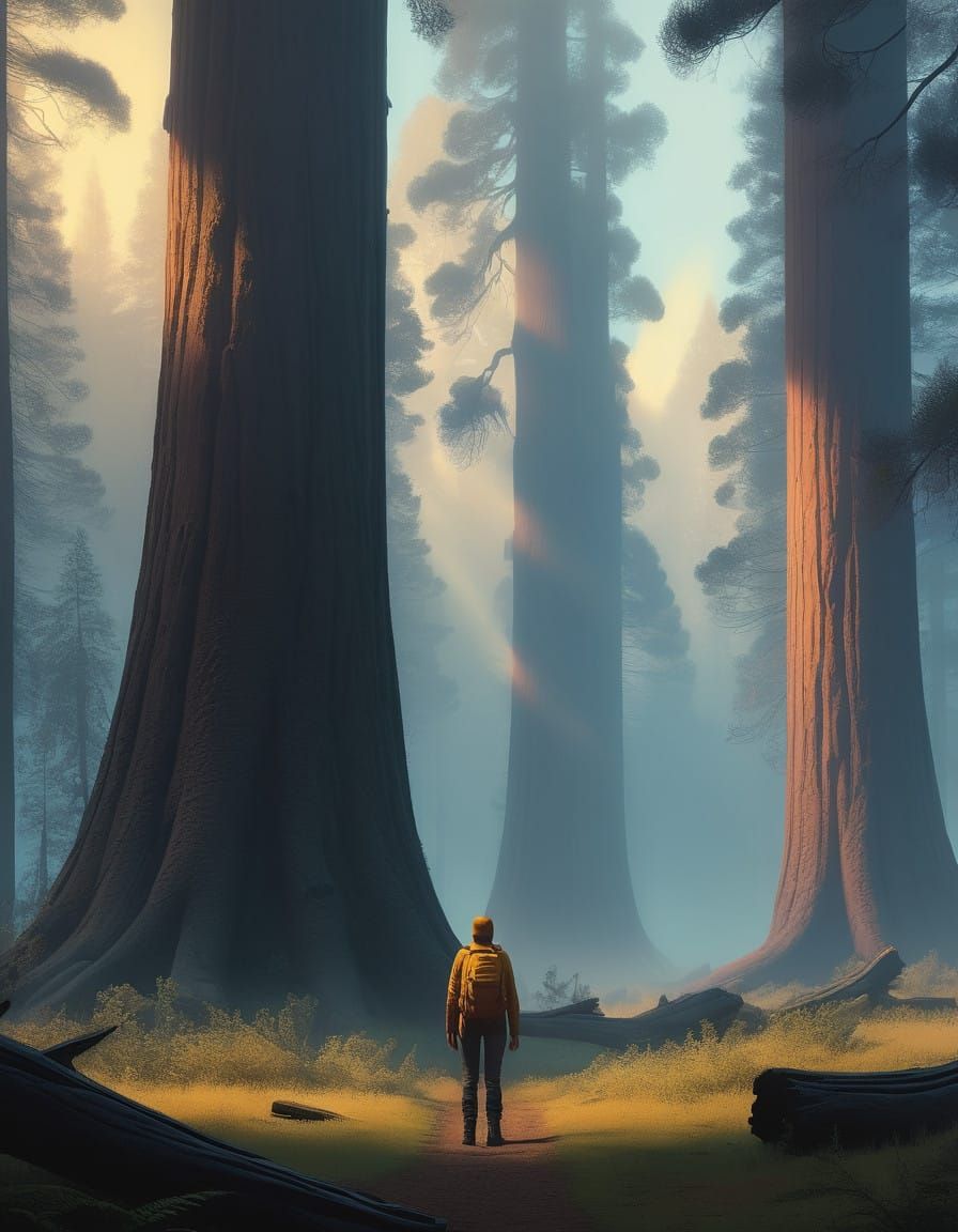 Sequoia Giants in Misty Twilight