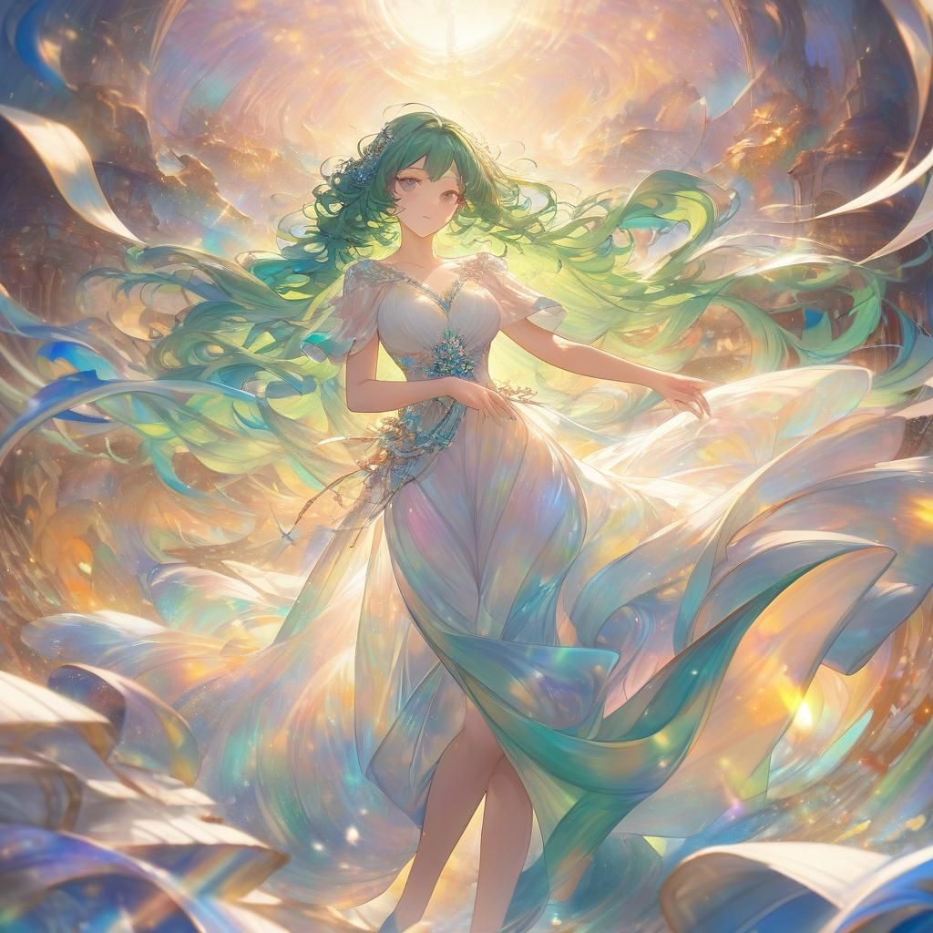 Girl Dancing in Sunrise: Alphonse Mucha Style Oil Painting