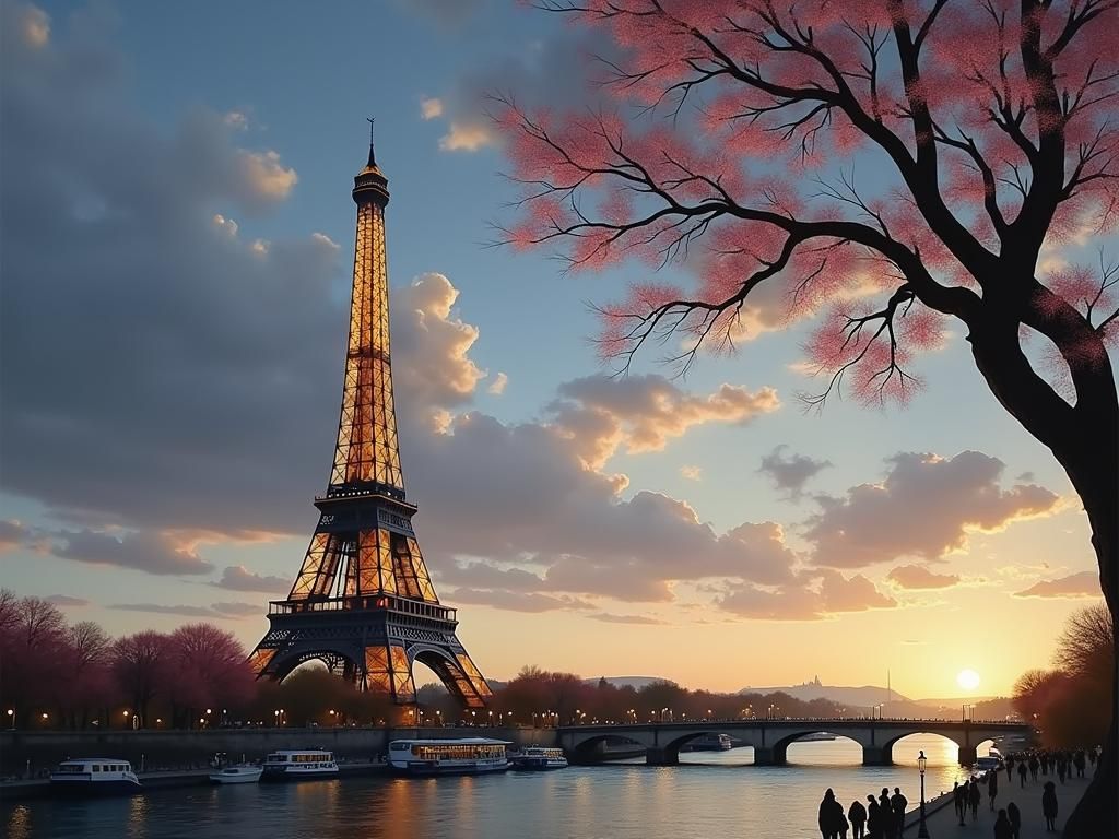 Eiffel Tower at Sunset: Parisian Artistic Styles