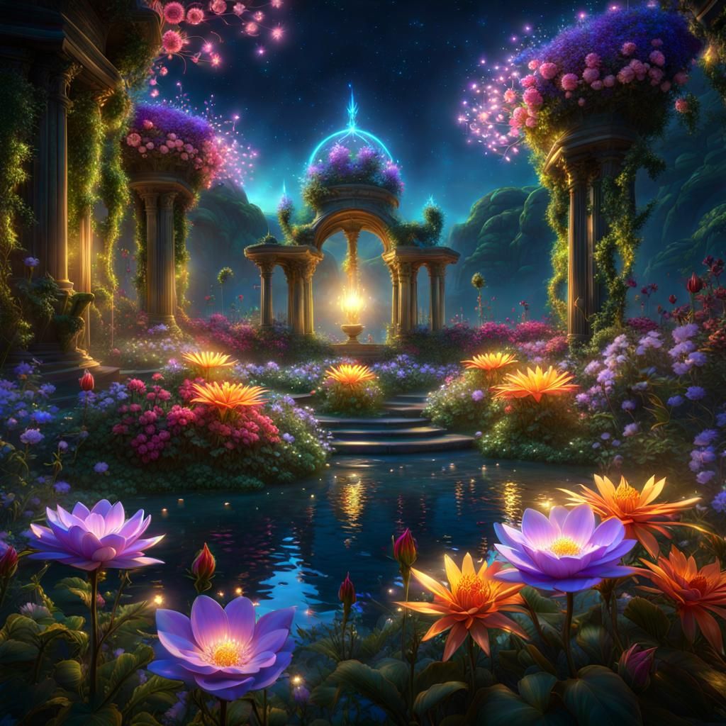 Enchanted Garden of Celestial Magic in 8K