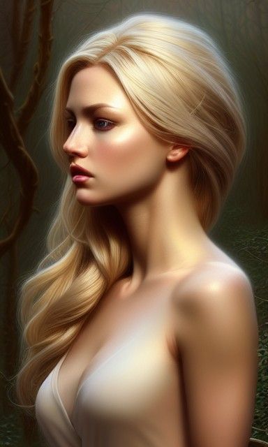 Beautiful Blonde Woman: Photorealistic Digital Art