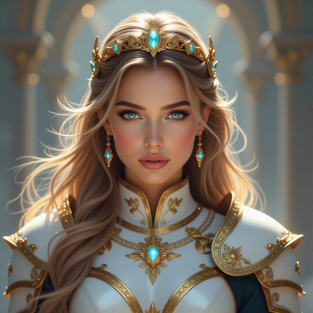 Radiant Warrior Queen Ascends at Dawn