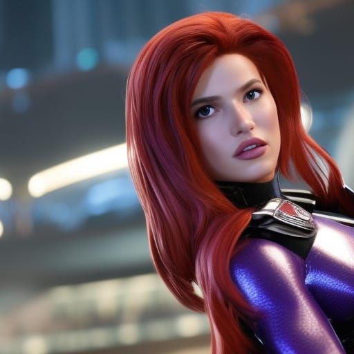 Bella Thorne as Princess in Hyperrealistic Marvel Style