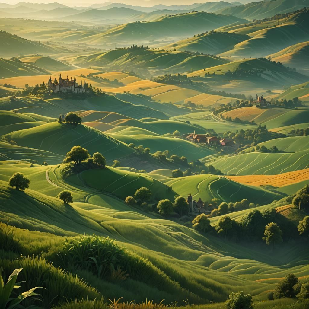 Lush Crops in Mystical Land: Fantasy Concept Art