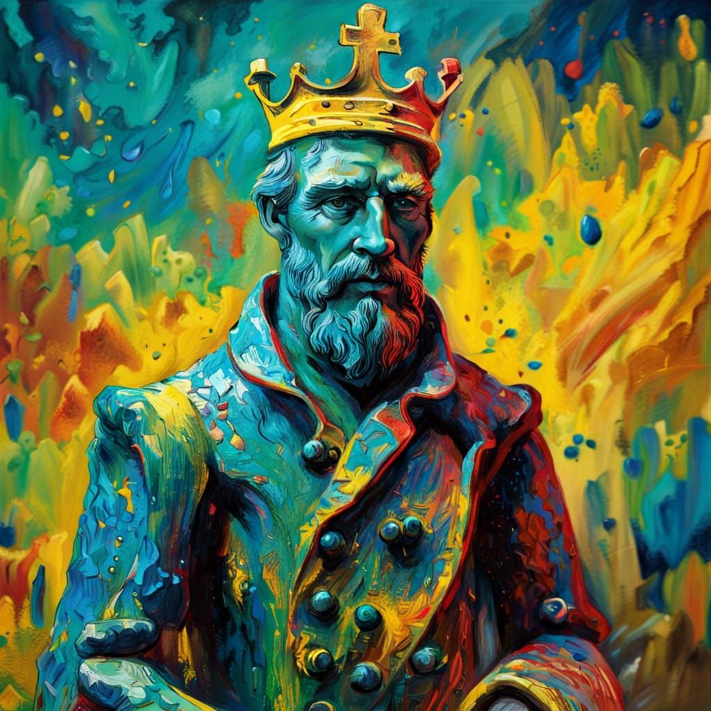 Victorious King Chess Piece in Van Gogh Style
