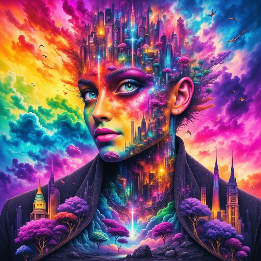 Pride Rainbow Flag in Abstract Surreal Style