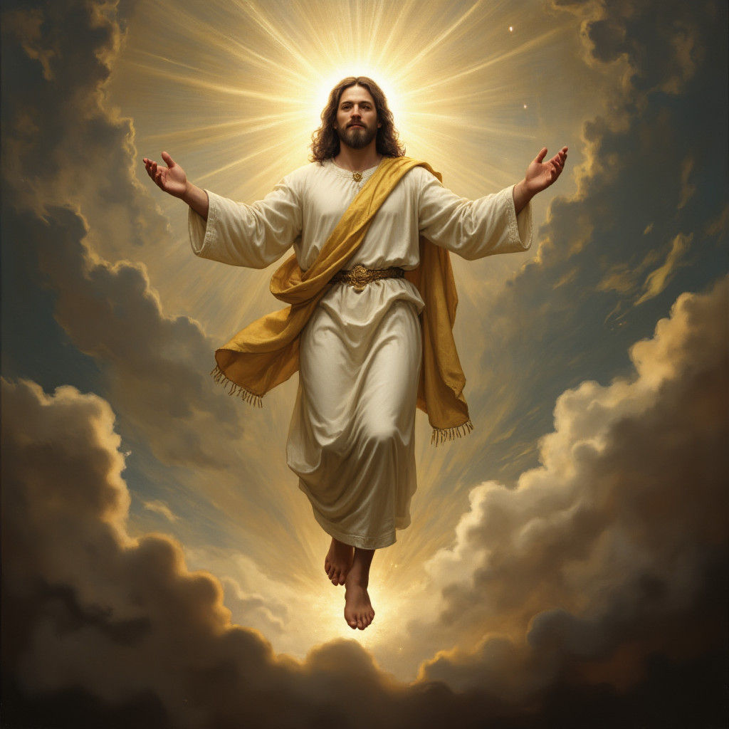 Majestic Figure Descending from Heaven in Renaissance Style