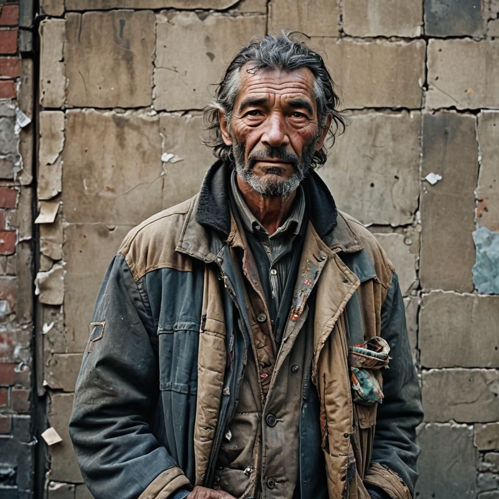 Weathered Hobo Portrait in Documentary Style