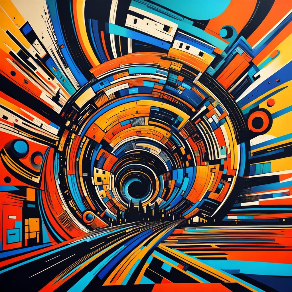 Abstract Cityscape with Complementary Colors