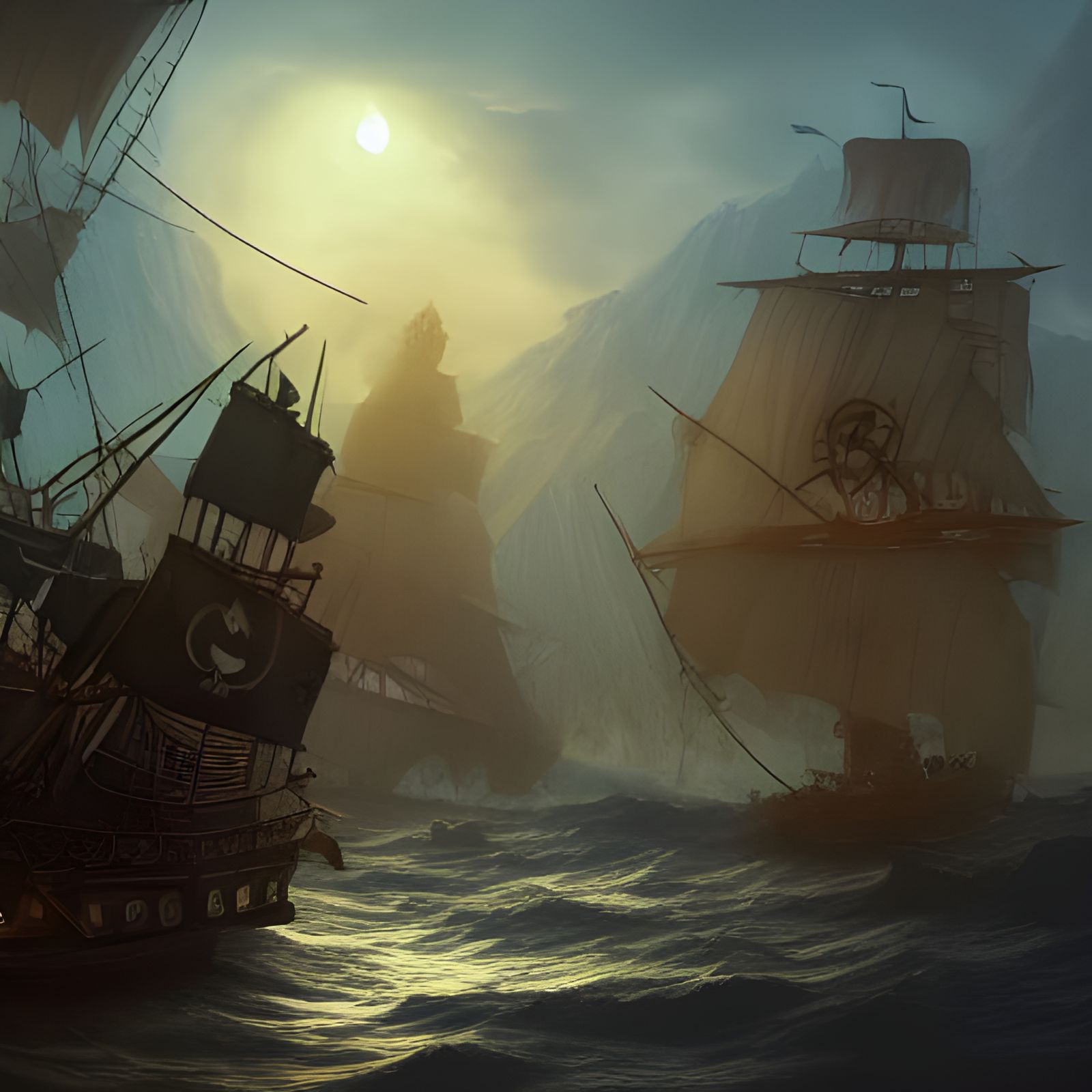Fantastical Pirate Ship Graveyard Concept Art