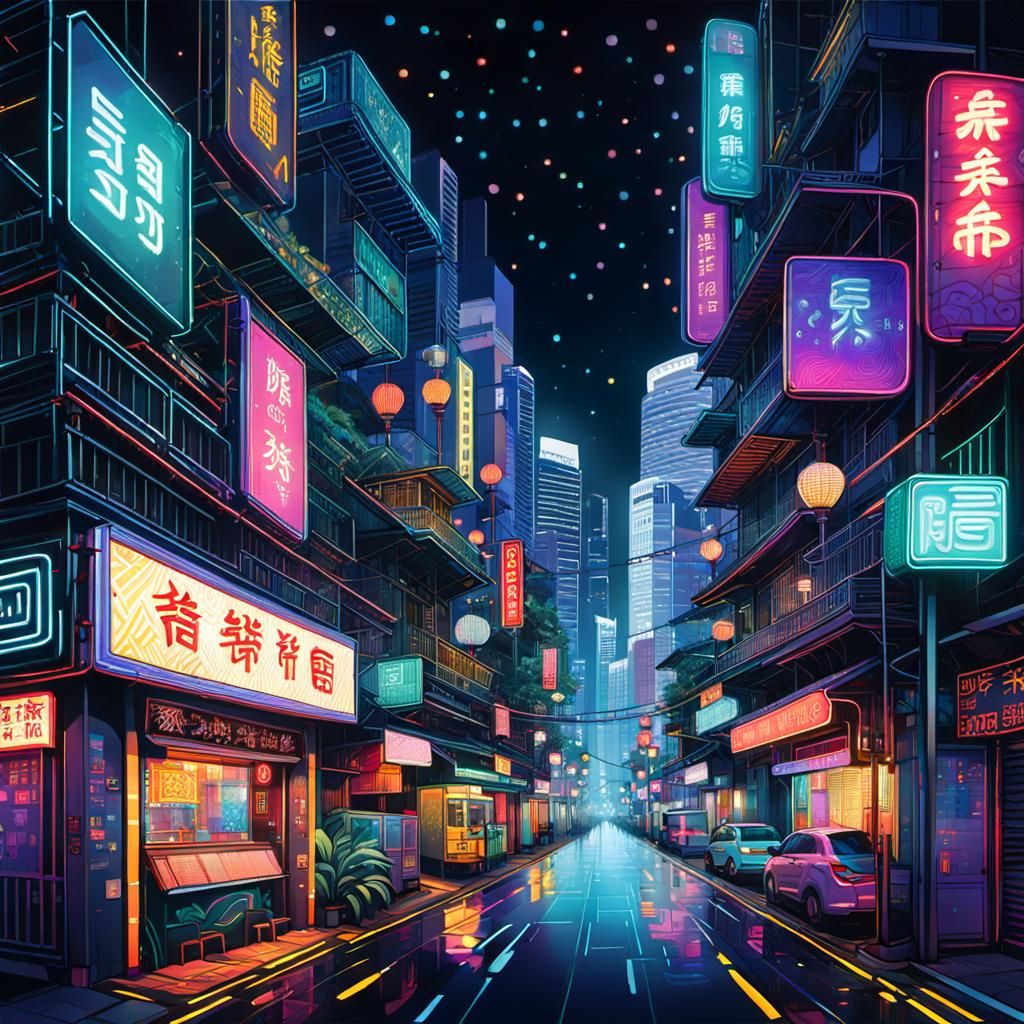 City street at night