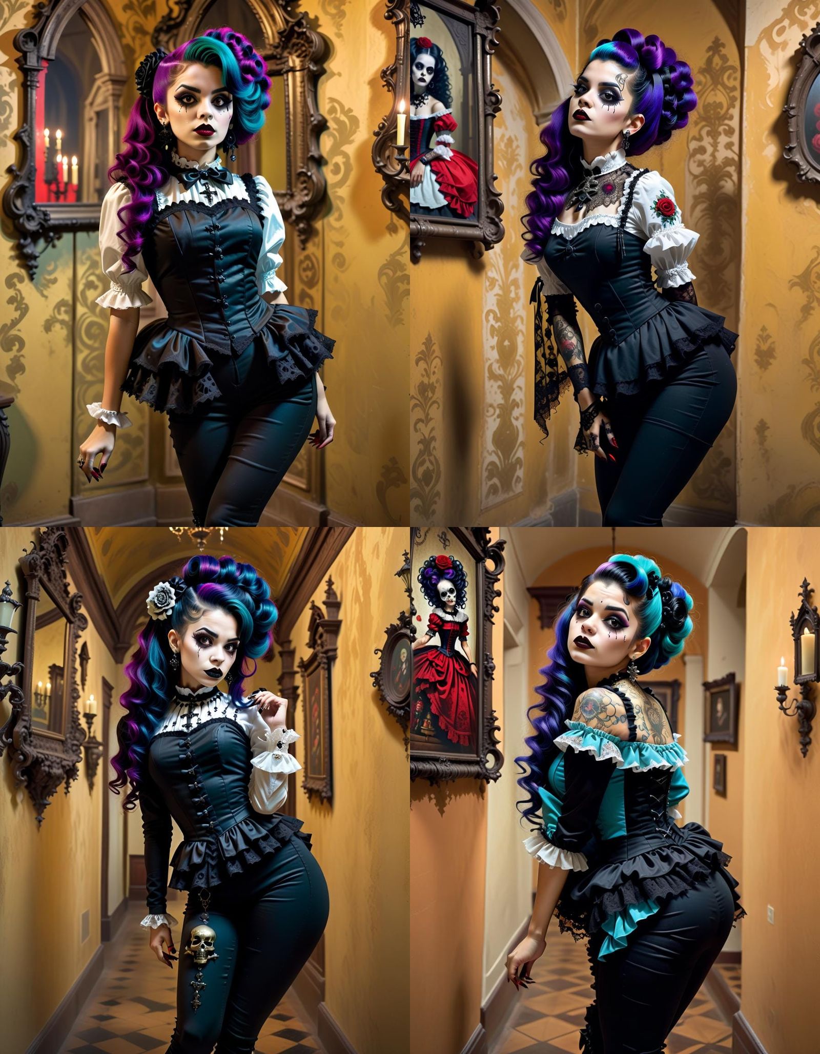 Gothic Latina Horrorcore Pin-Up with Wild Hair