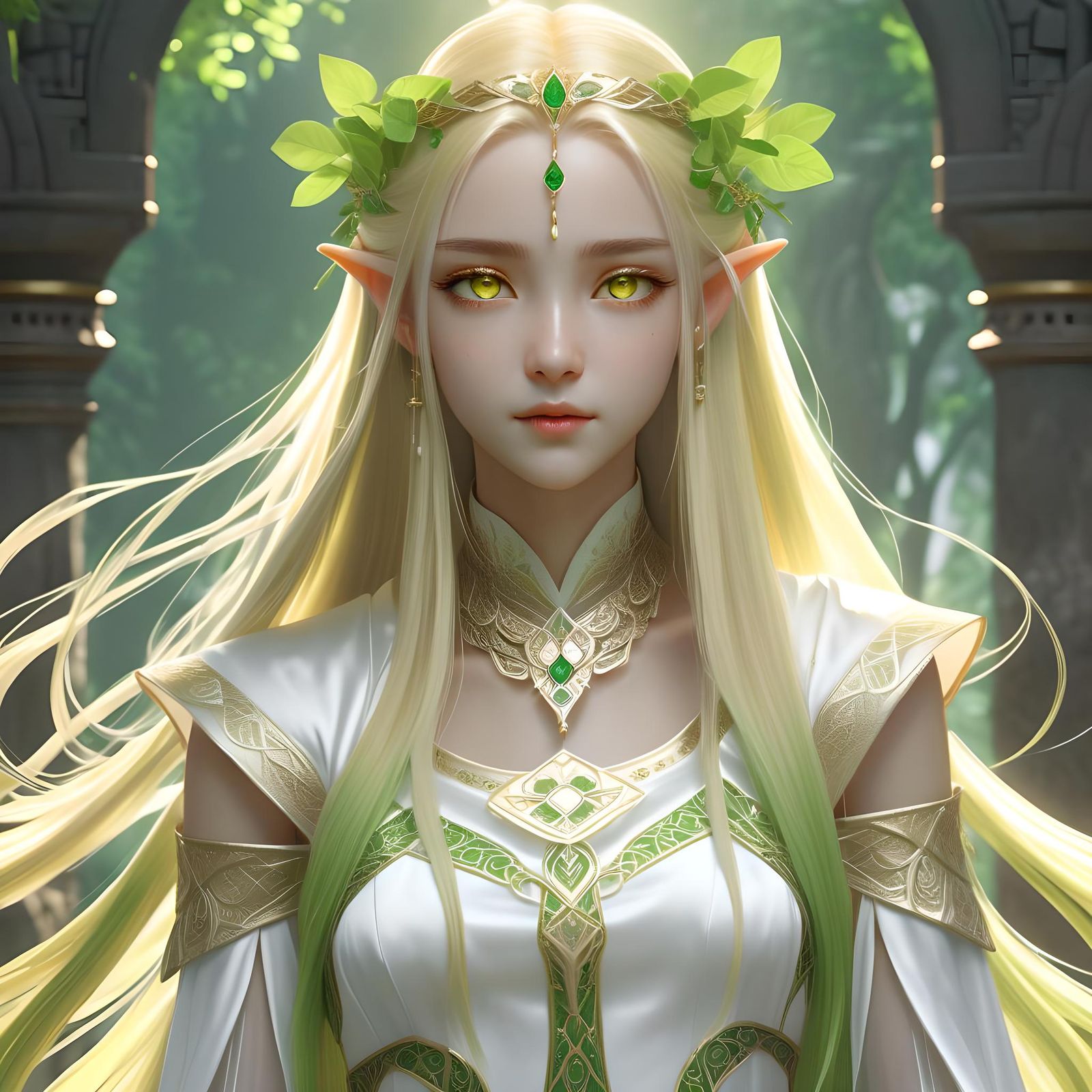High Elven Priestess in Anime Style