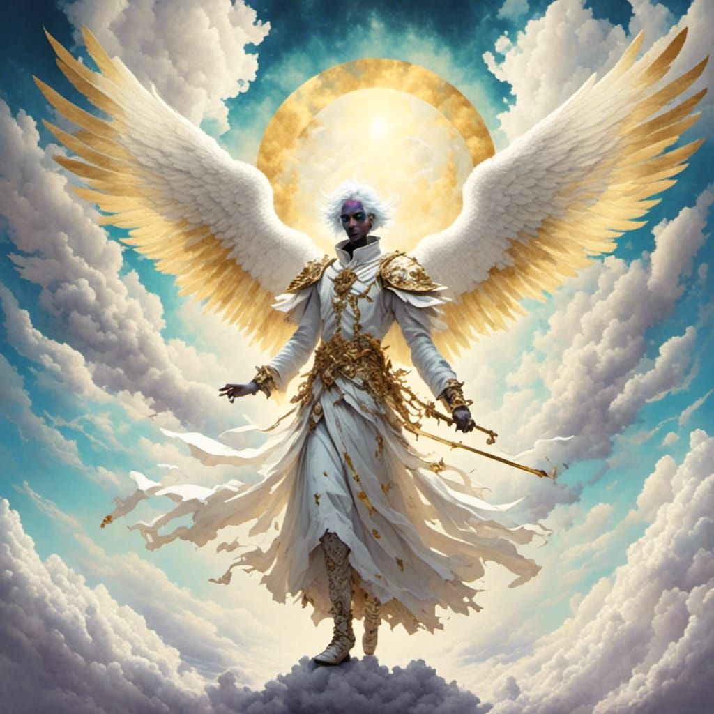 Radiant Angel in a Sunlit Sky: Digital Art
