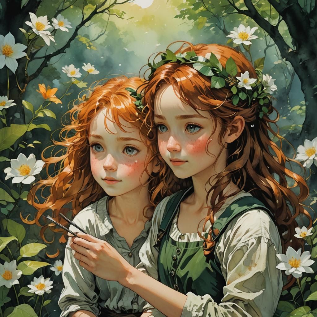 Fairy Helping Girl: Watercolor Concept Art