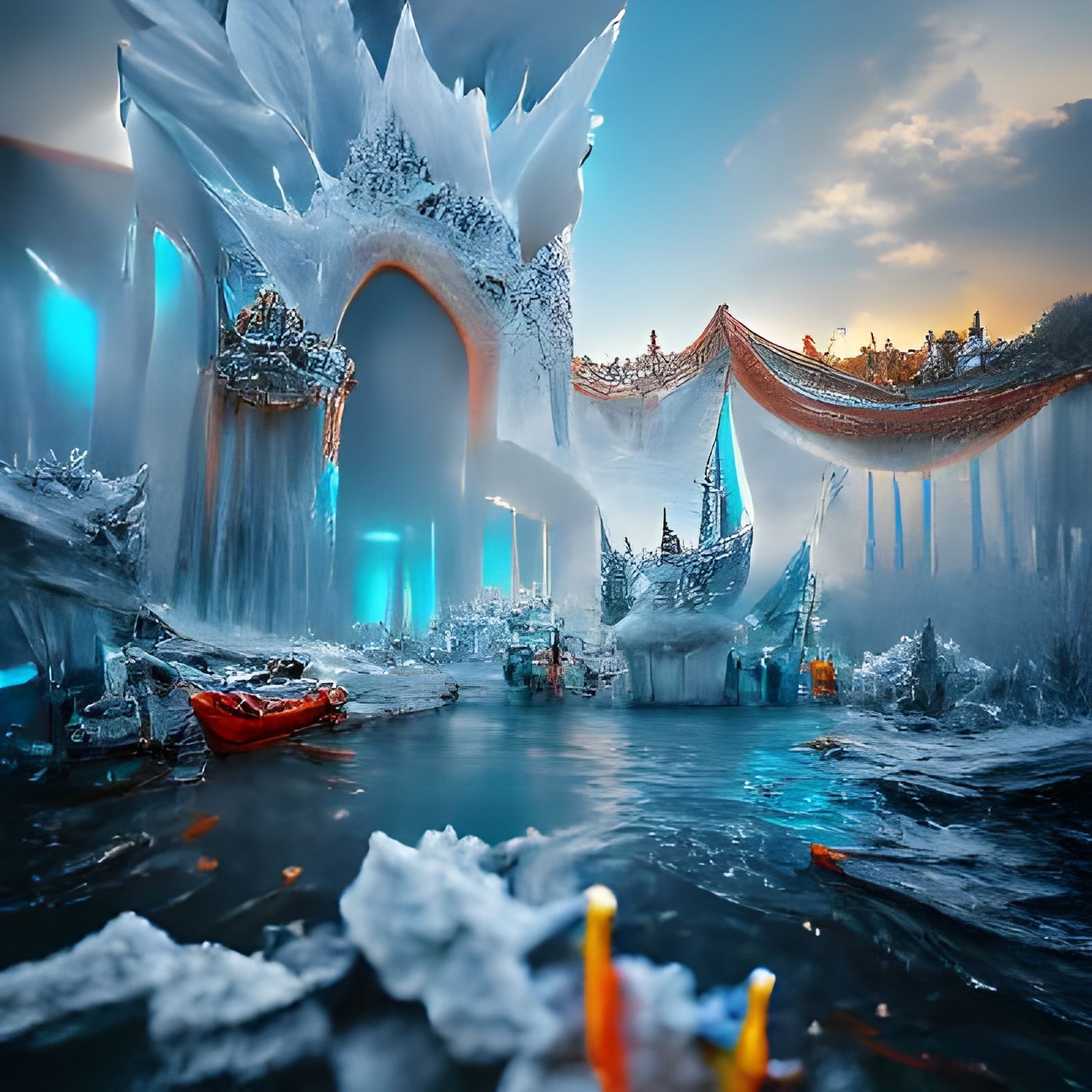 Fantastical Ice Kingdom Concept Art in 8K