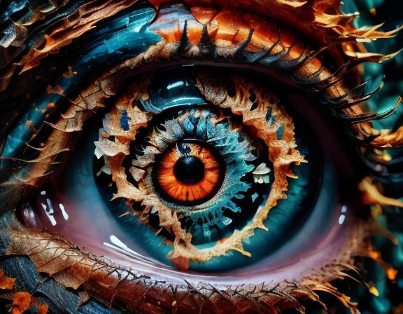 Surreal Eye Breaching Ocean Surface in Hyperrealism