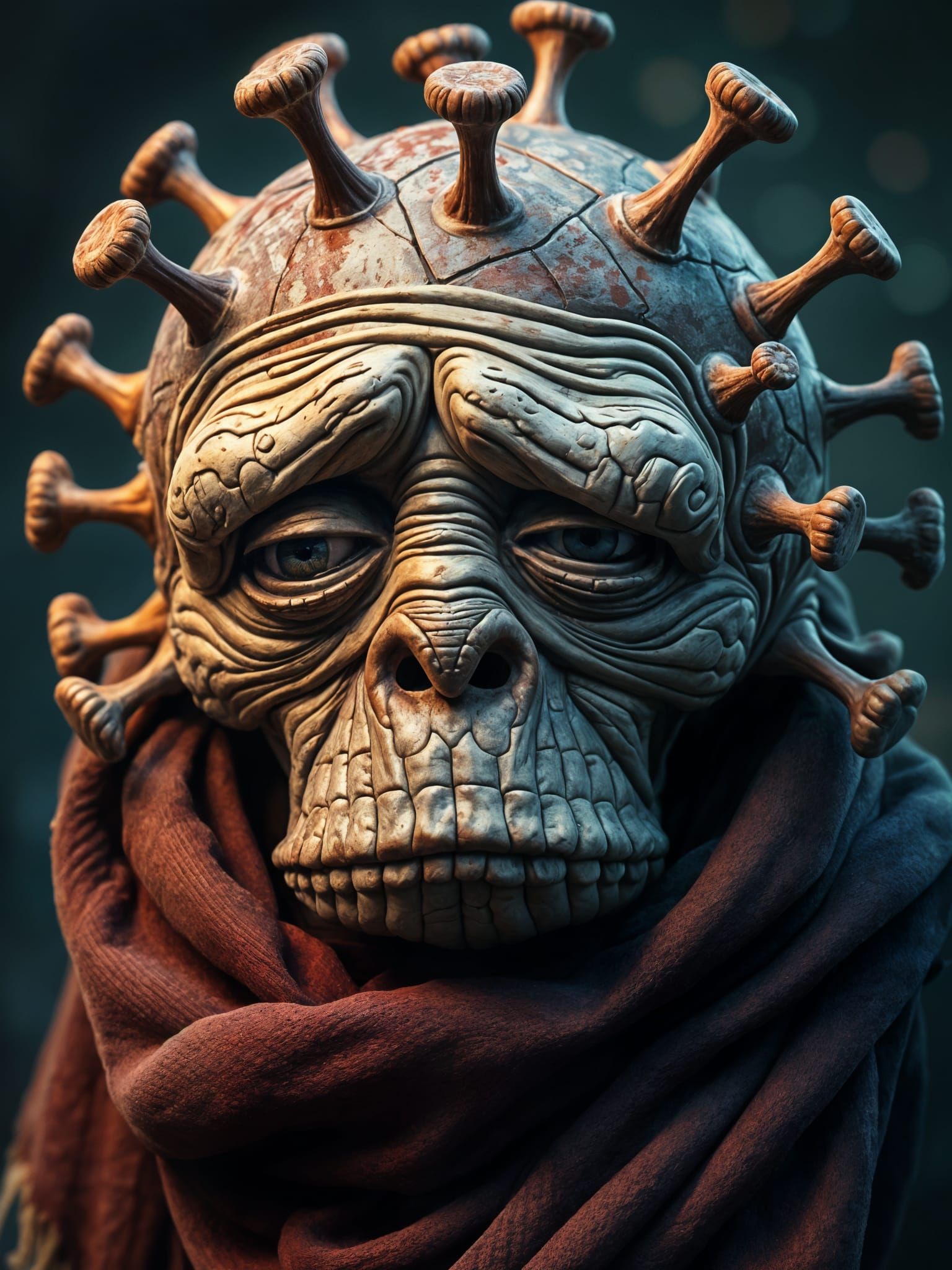 Anthropomorphic Virus in Hyperrealistic Splash Art Style