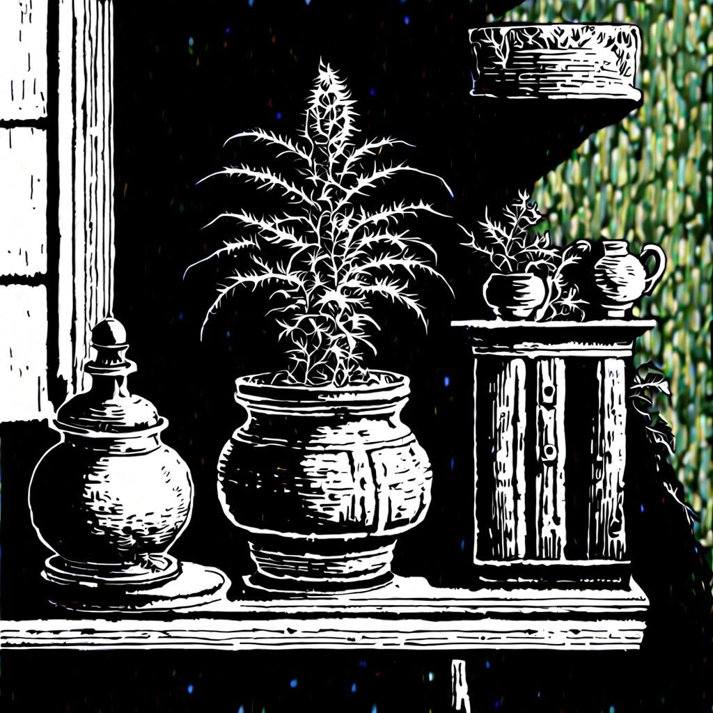 Earthenware Pot Mandragora in Alchemist's Lab