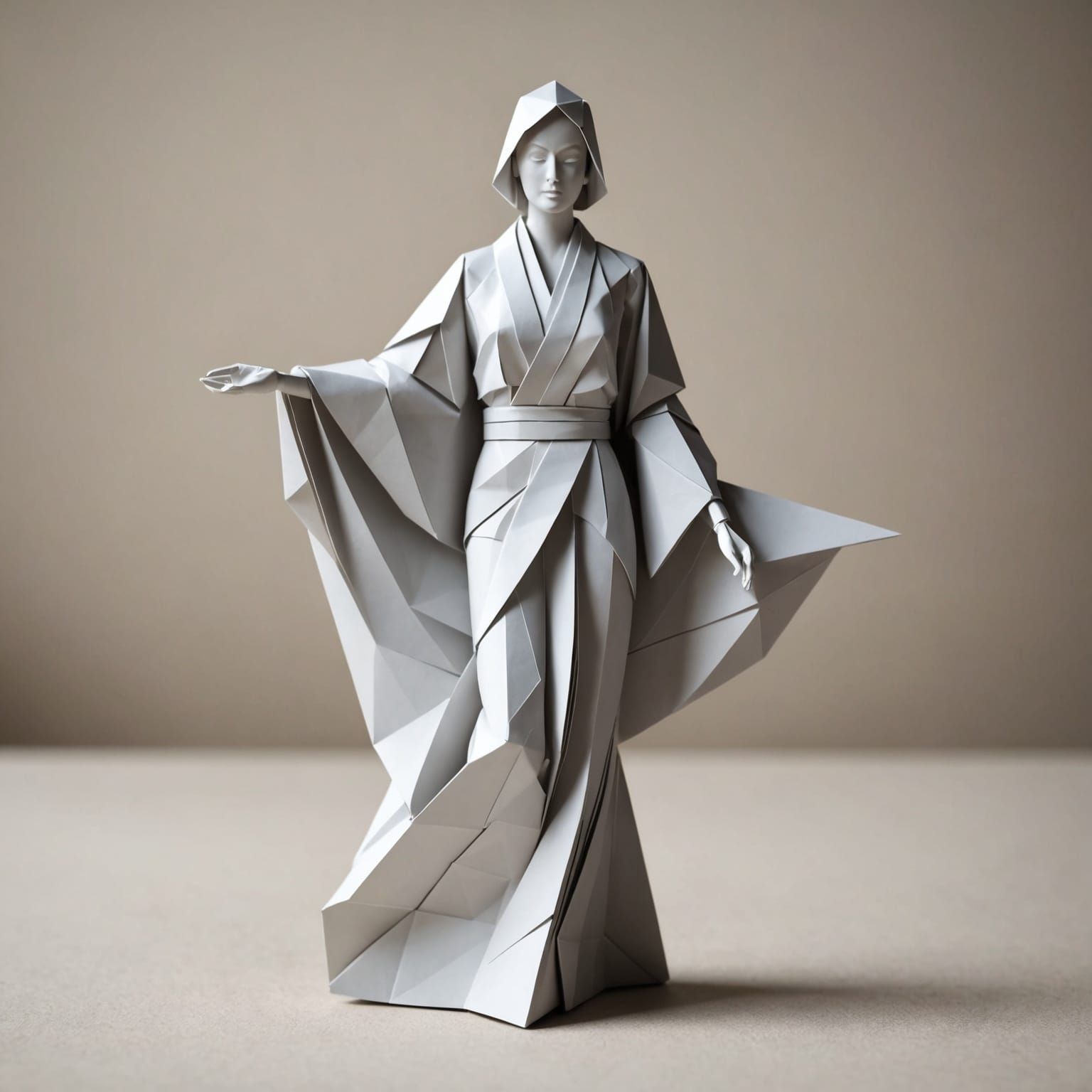 Origami Paper Statue in 8K Resolution