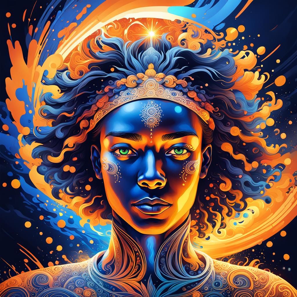 Radiant Halo Portrait in Splash Art Style