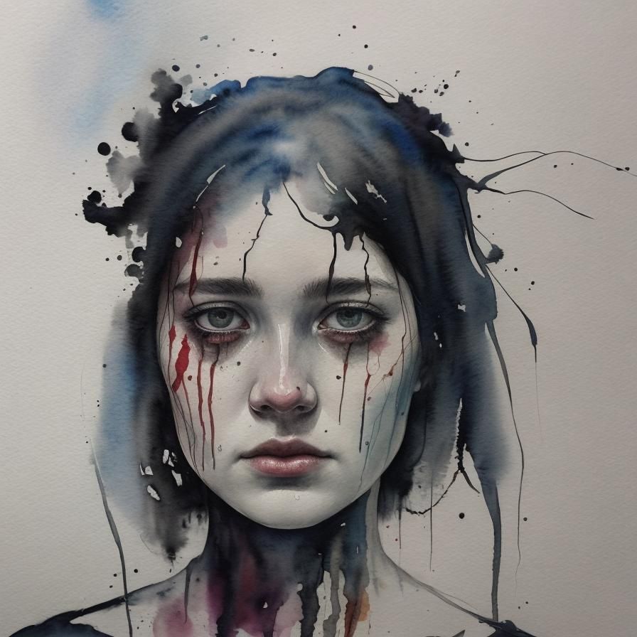 Moody Watercolor Portrait of a Woman